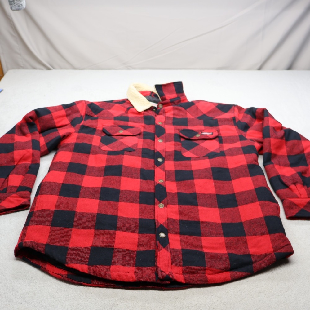 Dickies Flannel Shirt Jacket Mens XL Red Check Quilt Lined Rugged Utility Work